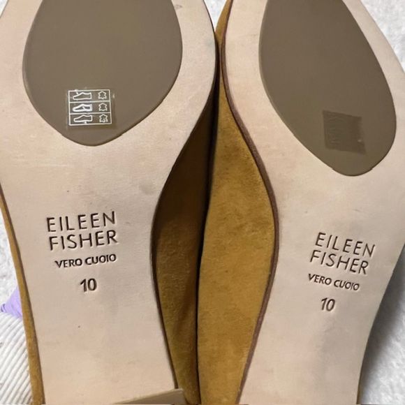 Eileen Fisher Womens Mustard Brief Suede Mule Arnica Suede Block Heel Size 10M - Picture 5 of 7